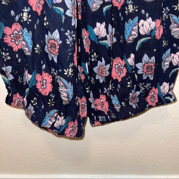 NWT RAGA Navy & Pink Floral Boho Palazzo Elastic Waist Pant Small - Picture 8 of 12
